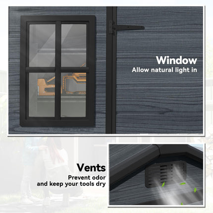 8 x 4 ft Resin Garden Shed, Wood-Effect Outdoor Storage Shed with Floor, Windows