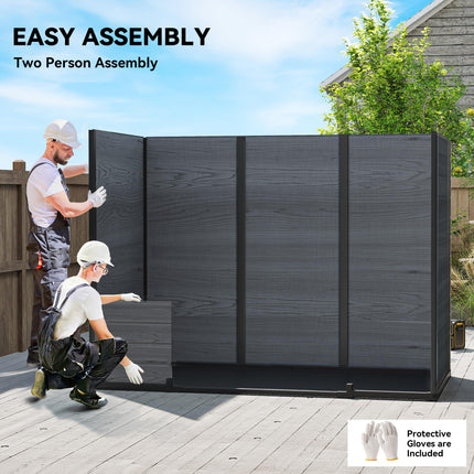 8 x 4 ft Resin Garden Shed, Wood-Effect Outdoor Storage Shed with Floor, Windows