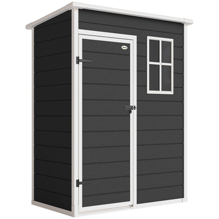 5' x 3' Garden Shed with Floor, Outdoor Storage Shed with Lockable Door, Window and Vent, Black