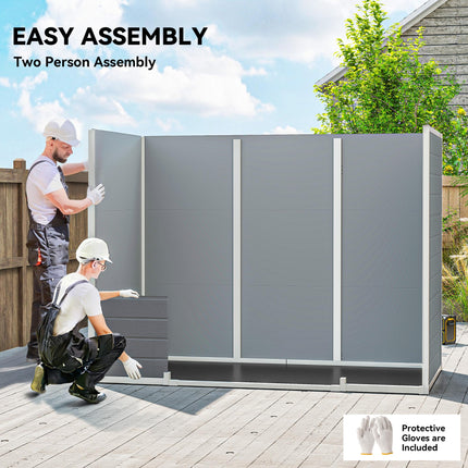 8 x 4 ft Resin Garden Shed, Wood-Effect Outdoor Storage Shed with Floor, Windows