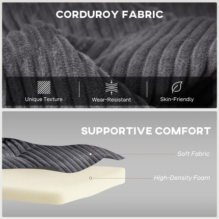 2 Seater Click Clack Sofa Bed with Pull Out Design, Corduroy Upholstery - Charcoal Grey