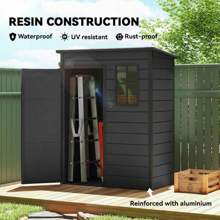 5' x 3' Garden Shed with Floor, Outdoor Storage Shed with Lockable Door, Window