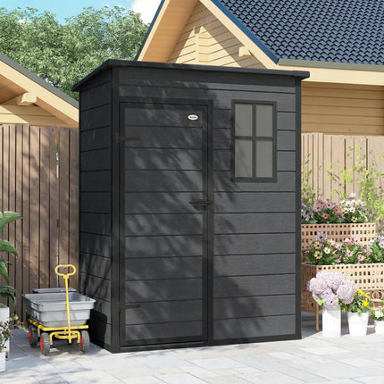 5' x 3' Garden Shed with Floor, Outdoor Storage Shed with Lockable Door, Window