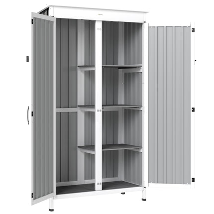 Outdoor Storage Cabinet with Removable Shelves, Garden Tool Shed with Asphalt Ro