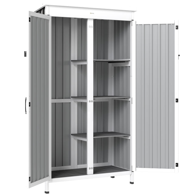 Outdoor Storage Cabinet with Removable Shelves, Garden Tool Shed with Asphalt Ro