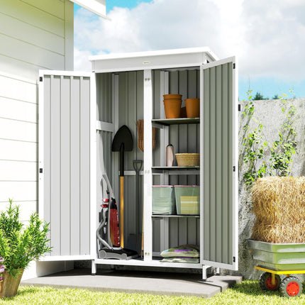 Outdoor Storage Cabinet with Removable Shelves, Garden Tool Shed with Asphalt Ro