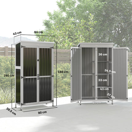 Outdoor Storage Cabinet with Removable Shelves, Garden Tool Shed with Asphalt Ro