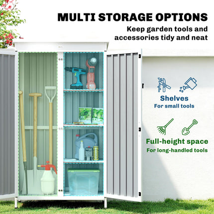 Outdoor Storage Cabinet with Removable Shelves, Garden Tool Shed with Asphalt Ro