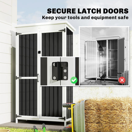 Outdoor Storage Cabinet with Removable Shelves, Garden Tool Shed with Asphalt Ro