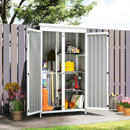 Outdoor Storage Cabinet with Removable Shelves, Garden Tool Shed with Asphalt Ro