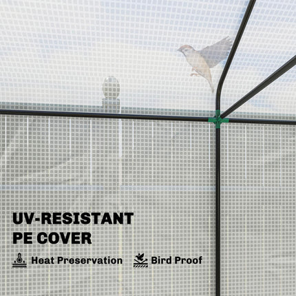 Walk-in Greenhouse, Outdoor Tomato Greenhouse with Roll-up Door and Mesh Windows, PE Cover, 200 x 140 x 200cm, White