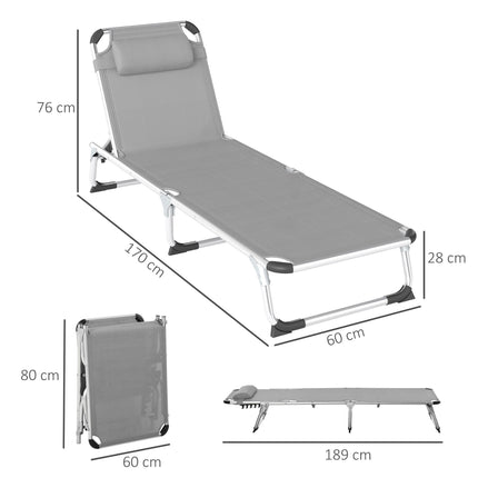 Foldable Outdoor Sun Lounger Set of 2, Reclining Lounge Chair Camping Bed Cot Wi