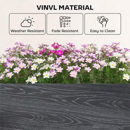 Vinyl Raised Garden Bed Kit, 3 x 3 x 1ft Modular Elevated Garden Box with Slotting Legs and Open Bottom, Dark Grey