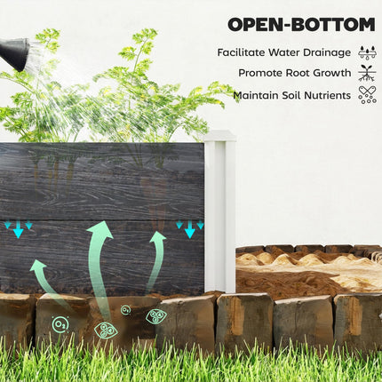Vinyl Raised Garden Bed Kit, 3 x 3 x 1ft Modular Elevated Garden Box with Slotting Legs and Open Bottom, Dark Grey