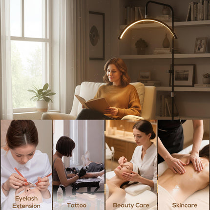 Half Moon Lash Light, Beauty Floor Lamp with 350¬∞ Rotatable Head, 7 Colour Temp
