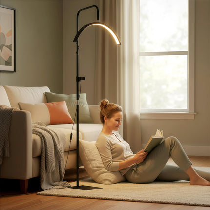 Half Moon Lash Light, Beauty Floor Lamp with 350¬∞ Rotatable Head, 7 Colour Temp