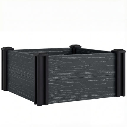 Vinyl Raised Garden Bed Kit, 2 x 2 x 1ft Modular Elevated Garden Box with Slotting Legs and Open Bottom, Dark Grey