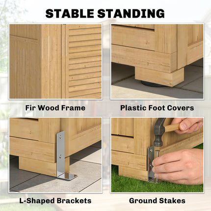 Outdoor Wooden Storage Cabinet, Garden Tool Shed with Acrylic Windows for Patio,
