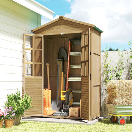 Outdoor Wooden Storage Cabinet, Garden Tool Shed with Acrylic Windows for Patio,