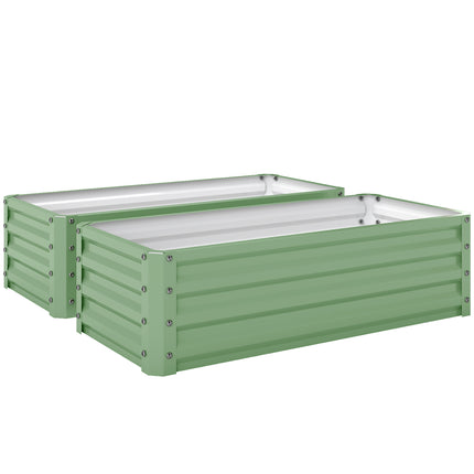 Set of Two 110 x 50cm Steel Planter Boxes -  Light Green