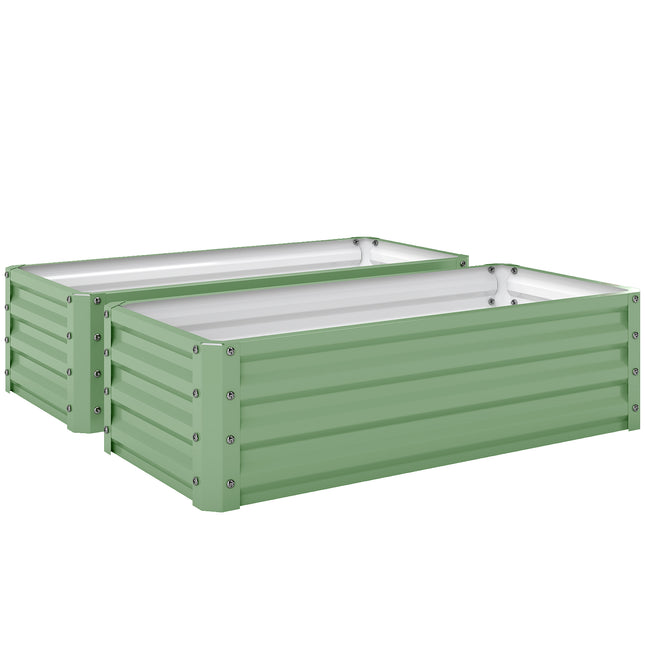 Set of Two 110 x 50cm Steel Planter Boxes -  Light Green