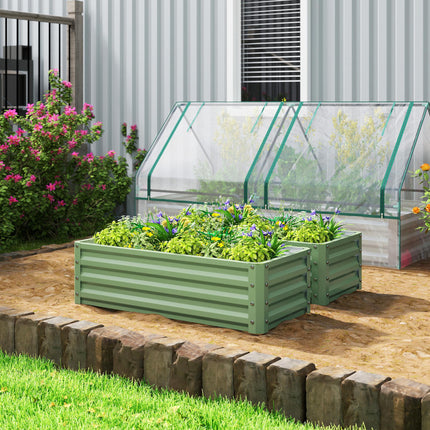 Set of Two 110 x 50cm Steel Planter Boxes -  Light Green
