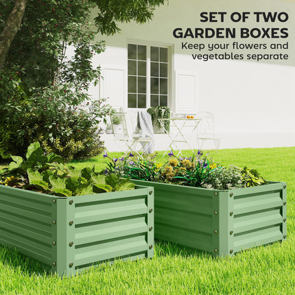 Set of Two 110 x 50cm Steel Planter Boxes -  Light Green