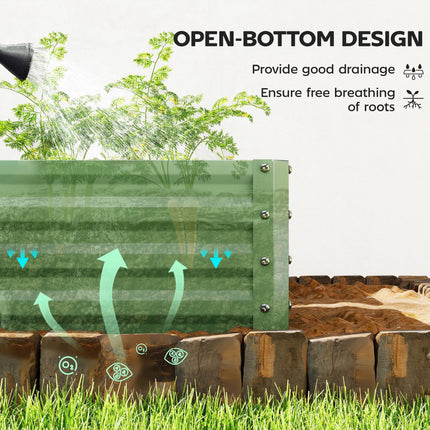 Set of Two 110 x 50cm Steel Planter Boxes -  Light Green