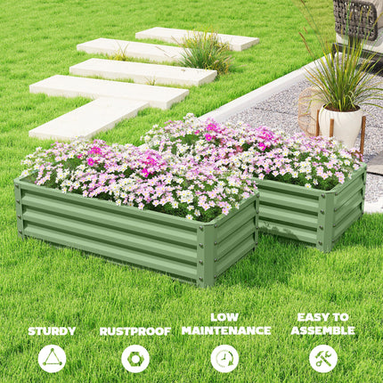 Set of Two 110 x 50cm Steel Planter Boxes -  Light Green
