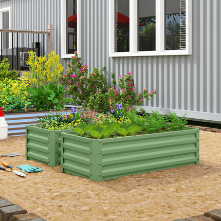 Set of Two 110 x 50cm Steel Planter Boxes -  Light Green