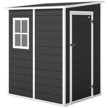 4'x5' Garden Storage Shed, Lean to Shed, Lockable Garden Shed with Window, Vent and Plastic Roof, Black