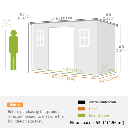 10 x 6 ft Resin Garden Shed, Outdoor Storage Shed with Floor, Windows, Lockable