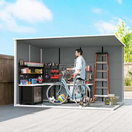 10 x 6 ft Resin Garden Shed, Outdoor Storage Shed with Floor, Windows, Lockable