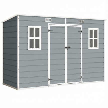 10 x 4 ft Resin Garden Shed, Outdoor Storage Shed with Floor, Windows, Lockable