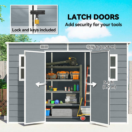 10 x 4 ft Resin Garden Shed, Outdoor Storage Shed with Floor, Windows, Lockable