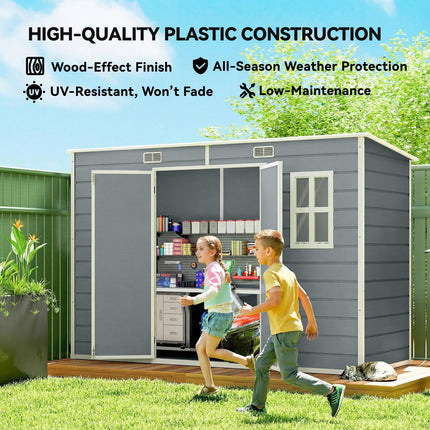 10 x 4 ft Resin Garden Shed, Outdoor Storage Shed with Floor, Windows, Lockable
