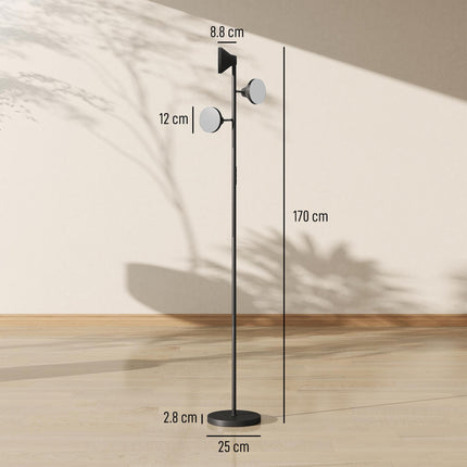 Three-Lamp Multi-Adjustable Floor Light - Black