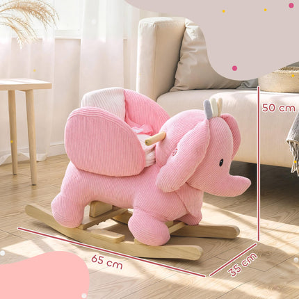Kids Rocking Horse, Baby Ride on Elephant Rocker with Safety Belt and Sound for Toddlers 18 to 36 Months, Pink