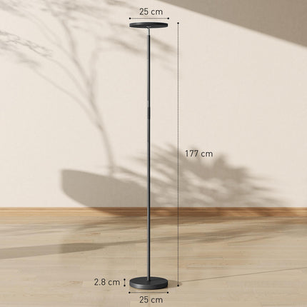 RGB Uplighter Floor Lamp, Tall Dimmable Standing Lamp with Remote & Touch Control, 350° Rotatable Head for Living Room Bedroom, 2700K-6000K Colour Temperatures, Black