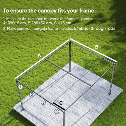 Retractable Pergola Canopy Only, 3.92 x 3.5 m, UV30+ Replacement Canopy Cover for 4 x 3 m Pergola, Dark Grey