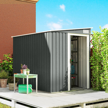 7 x 5ft Galvanised Metal Shed, with Sliding Door - Light Grey