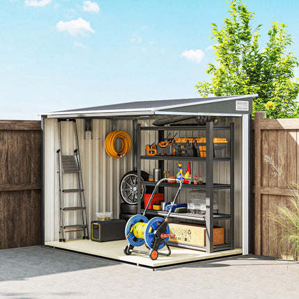 7 x 5ft Galvanised Metal Shed, with Sliding Door - Light Grey