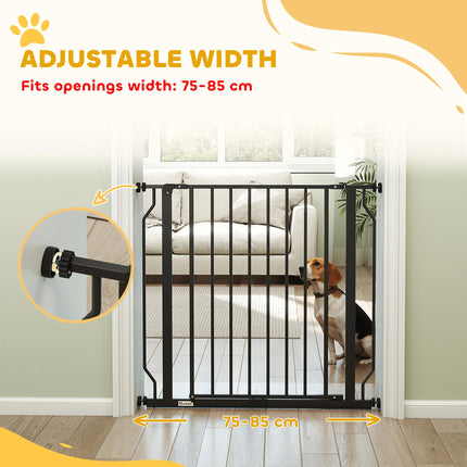 Extra Wide Dog Gate, with Door Pressure, for Doorways, Hallways, Staircases - Black