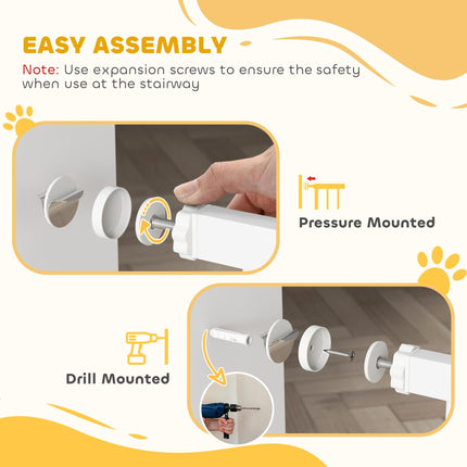 Extra Wide Dog Gate, with Door Pressure, for Doorways, Hallways, Staircases - White