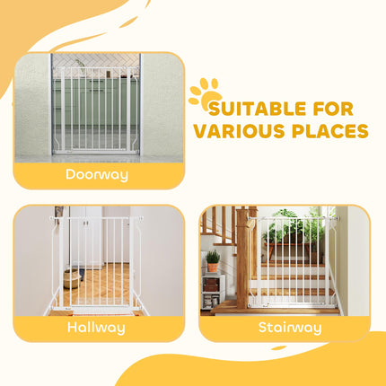 Extra Wide Dog Gate, with Door Pressure, for Doorways, Hallways, Staircases - White