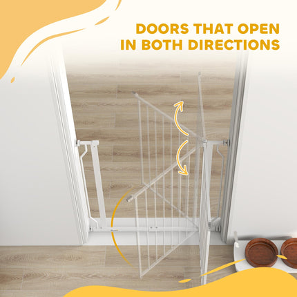 Extra Wide Dog Gate, with Door Pressure, for Doorways, Hallways, Staircases - White