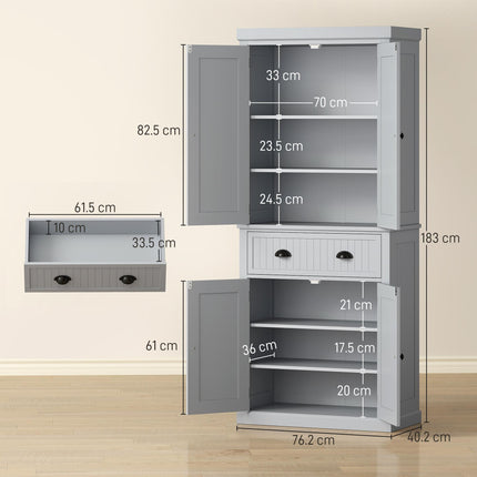Multi-Storage Mid-Century Kitchen Cabinet - Grey