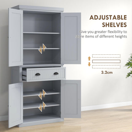Multi-Storage Mid-Century Kitchen Cabinet - Grey