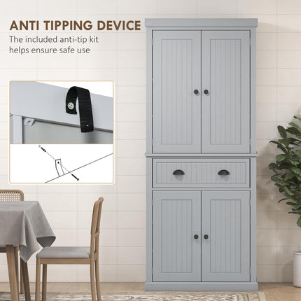 Multi-Storage Mid-Century Kitchen Cabinet - Grey