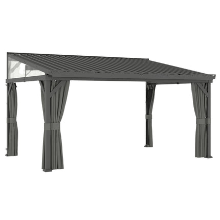 4.3 x 3 m Garden Pergola with Galvanised Steel Roof, Lean to Pergola Gazebo with